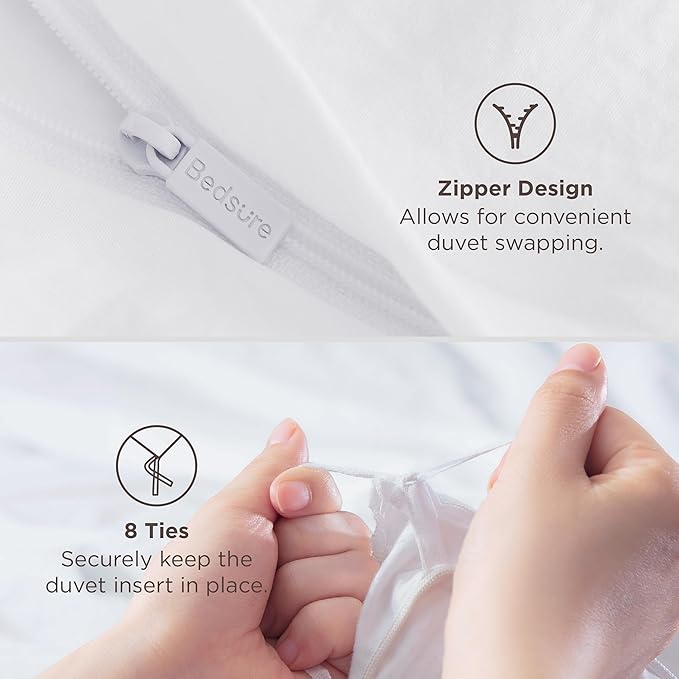 Bedsure Oversized King Duvet Cover Only - Prewashed Cotton-Like Polyester Extra Soft All Season Bedding, Includes 1 Duvet Cover 120x98 Inches with Zipper Closure, White, Comforter Not Included