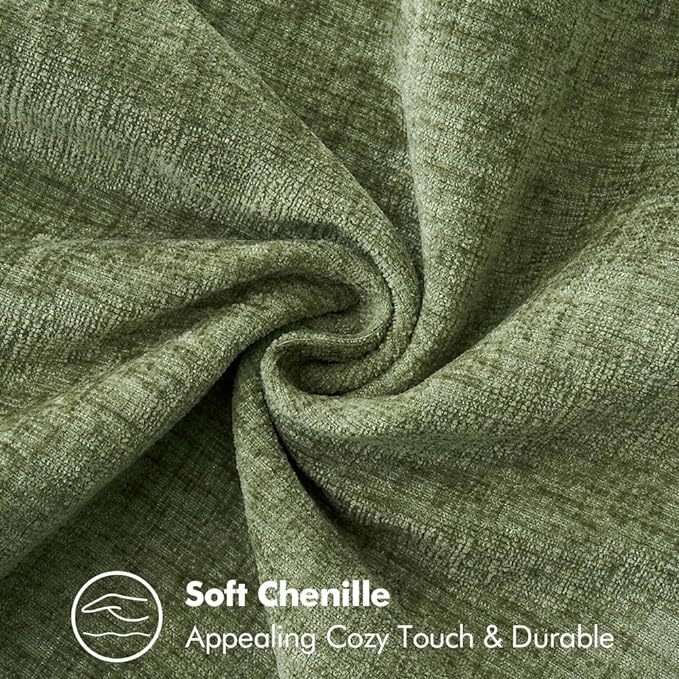 MIULEE Pack of 2 Couch Throw Pillow Covers 24x24 Inch Sage Green Farmhouse Decorative Pillow Covers with Stitched Edge Soft Chenille Solid Dyed Spring Pillow Covers for Sofa Bed Living Room
