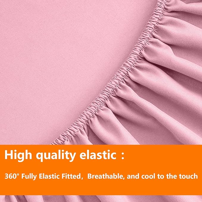 TAIMIT Pink Full Size Comforter Set - 7 Pieces, Bed in a Bag Bedding Sets with All Season Soft Quilted Warm Fluffy Reversible Comforter,Flat Sheet,Fitted Sheet,2 Pillow Shams,2 Pillowcases