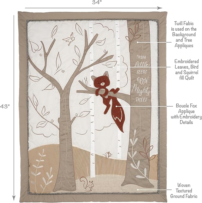 Lambs & Ivy Treetop Fox Woodland Tree Nursery 3-Piece Baby Crib Bedding Set