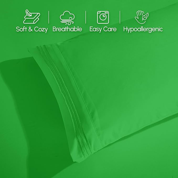 Elegant Comfort Luxurious 1500 Premium Hotel Quality Microfiber 4-Piece Sheet Set, 18-24 Inches Deep - Extra Deep Pocket Sheets - Ultra Soft 4PC Deep Pocket Sheets, California King, Emerald Green