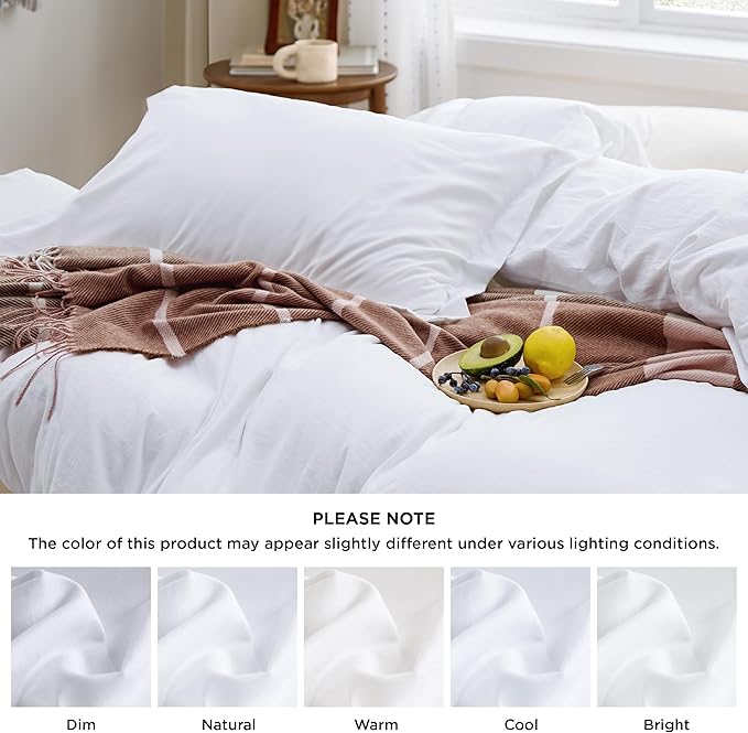 Bedsure Bright White Duvet Cover Queen Size - 3 Pieces Prewashed Extra Soft Bedding Set, Includes 1 Duvet Cover 90x90 Inches with Zipper Closure & 2 Pillow Shams, Comforter Not Included