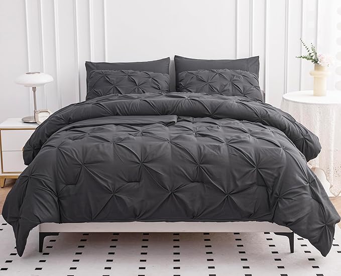 LANE LINEN Bed in a Bag - 5 Pc Twin Size Comforter Set - Ultra Smooth Microfiber All-Season Twin Bed Set - Includes Comforter, Sheets Set & Sham - Very-Soft, Dorm-Ready Everyday Bedding - Grey | Smooth microfiber, Dorm ready design, Soft easy care, Coz...