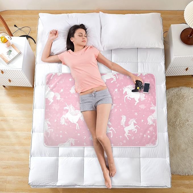 Waterproof Bed Pad Reusable Changing Pad Toddler Mattress Protector Large Pee Pad Baby Diaper Pad Soft Washable Liner Pink Unicorns Silhouette and Stars