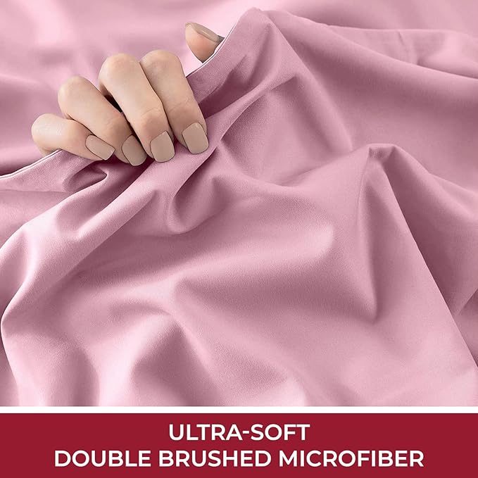 Mellanni Twin Fitted Sheet - Iconic Collection Bedding Sheets with up to 16 inch Deep Pocket - Soft & Cooling - Fade & Stain Resistant - 1 PC (Twin, Pink)
