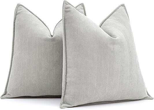 MIULEE Pack of 2 Light Grey Decorative Pillow Covers 20x20 Inch Soft Chenille Luxurious Couch Throw Pillows Farmhouse Cushion Covers with Elegant Design for Sofa Bedroom Living Room Home Decor