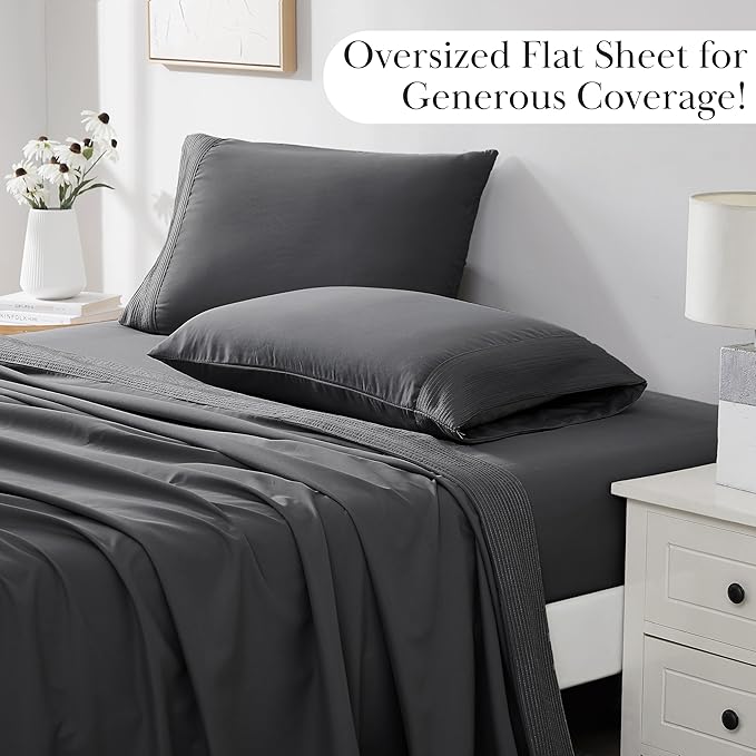 Southshore Fine Living, Inc. Deep Pocket Twin Sheet Set with 21" Deep Twin Fitted Sheet with 1 Pillow Case Standard Size | Hotel Luxury Quality | Fade Resistant, Microfiber Sheets | Slate