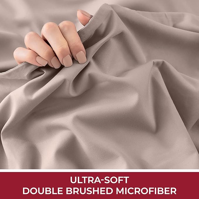 Mellanni Twin Fitted Sheet - Iconic Collection Bedding Sheets with up to 16 inch Deep Pocket - Soft & Cooling - Fade & Stain Resistant - 1 PC (Twin, Tan)