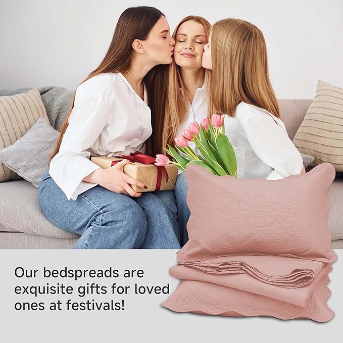 MOONLIGHT20015 10 Pack Twin Quilt Bedding Set (68" x 86") - Bulk Wholesale for Hotels, Guest Bedroom & Airbnbs - Lightweight Microfiber Reversible Floral Embossed Quilts Bedspreads (Peach)