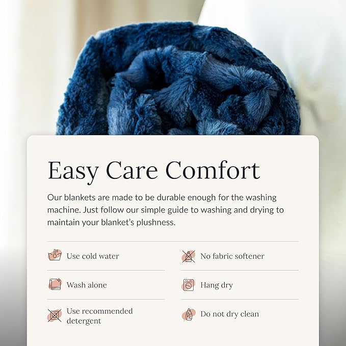 Minky Couture Sorbet Blanket - Ultra-Soft Throw for Silky Smooth Comfort - Premium Decorative Throw Blanket - Midweight, Breathable Fabric - Machine Washable Travel, Navy
