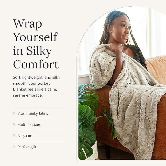 Minky Couture Sorbet Blanket - Ultra-Soft Throw for Silky Smooth Comfort - Premium Decorative Throw - Midweight, Breathable Fabric - Machine Washable Monster, Tranquil Dove