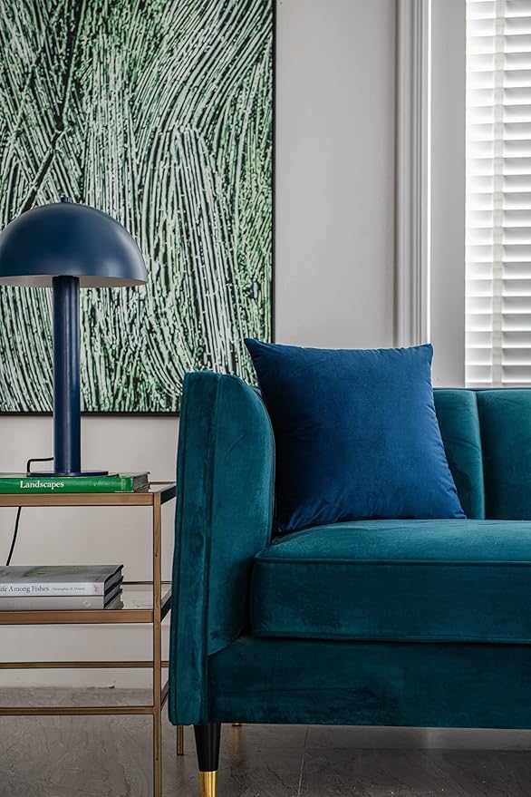 Throw Pillow Covers 18x18 Midnight Blue: Pack of 2 Cozy Soft Velvet Square Modern Luxury Decorative Throw Pillow Cases for Sofa Couch Living Room Bed Home Decor
