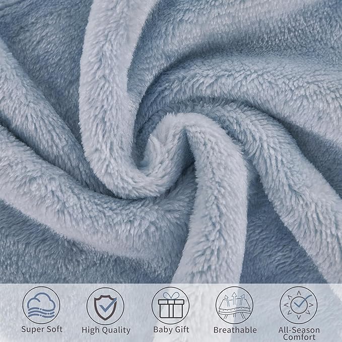 Pro Goleem Fleece Baby Blanket with 2 Inch Satin Trim Soft Anti-Static Plush Blanket for Boys and Girls Christmas Baby Gifts for Babies 30''x40''，Blue