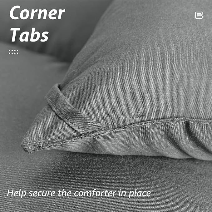 HYLEORY All Season Twin Size Bed Comforter - Cooling Down Alternative Quilted Duvet Insert with Corner Tabs - Winter Warm - Machine Washable - Light Grey