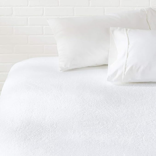 Amazon Basics Waterproof 18 inch Mattress Protector Queen Size,Breathable,Machine Washable,White,(Pack of 6)