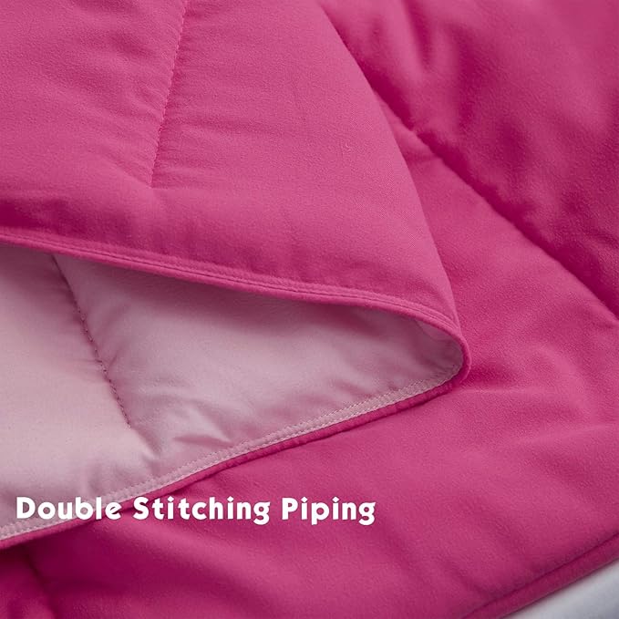 HIG 3pc Pink King Comforter Set Duvet Insert, Reversible, All Season, Box Stitched, with Corner Tabs, Soft, Fluffy