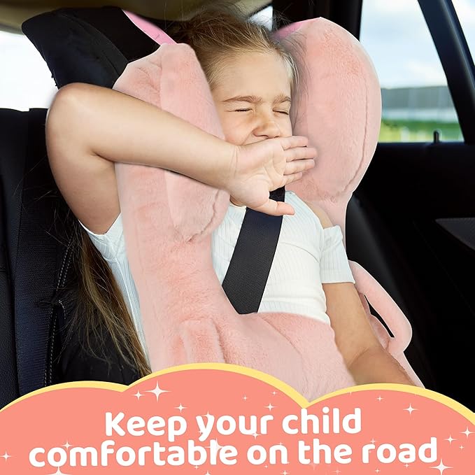 ROYALAY Kids Car Pillows for Sleeping with Handles, H-Shape Car Back Seat Travel Pillow for Sleeping, Child Car Sleeping Head Support Kids Neck Pillows for Travel, Comfy H Car Pillow