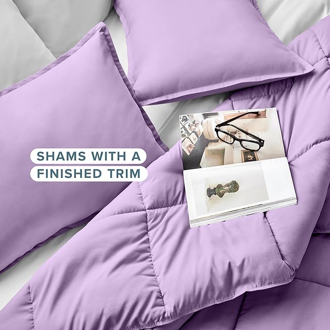 Bare Home Comforter Set - Queen Size - Ultra-Soft - Goose Down Alternative - Premium 1800 Series - All Season Warmth (Queen, Lavender)