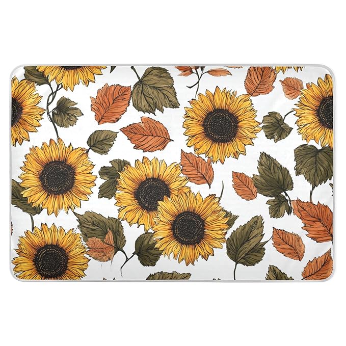 Waterproof Bed Pad Reusable Changing Pad Toddler Mattress Protector Large Pee Pad Baby Diaper Pad Soft Washable Liner White Sunflowers in Autumn