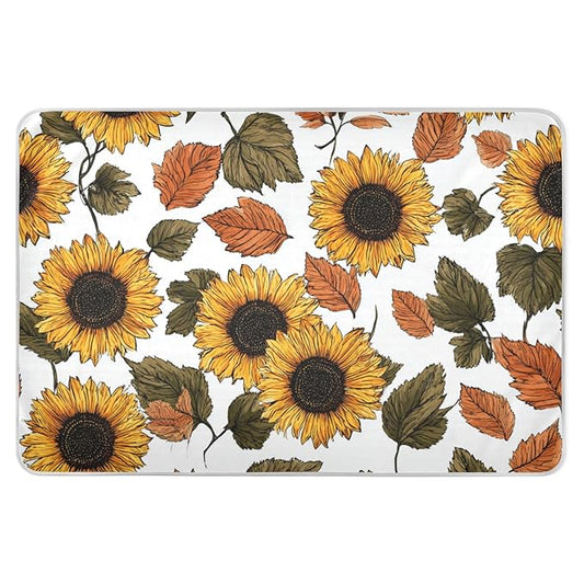 Waterproof Bed Pad Reusable Changing Pad Toddler Mattress Protector Large Pee Pad Baby Diaper Pad Soft Washable Liner White Sunflowers in Autumn