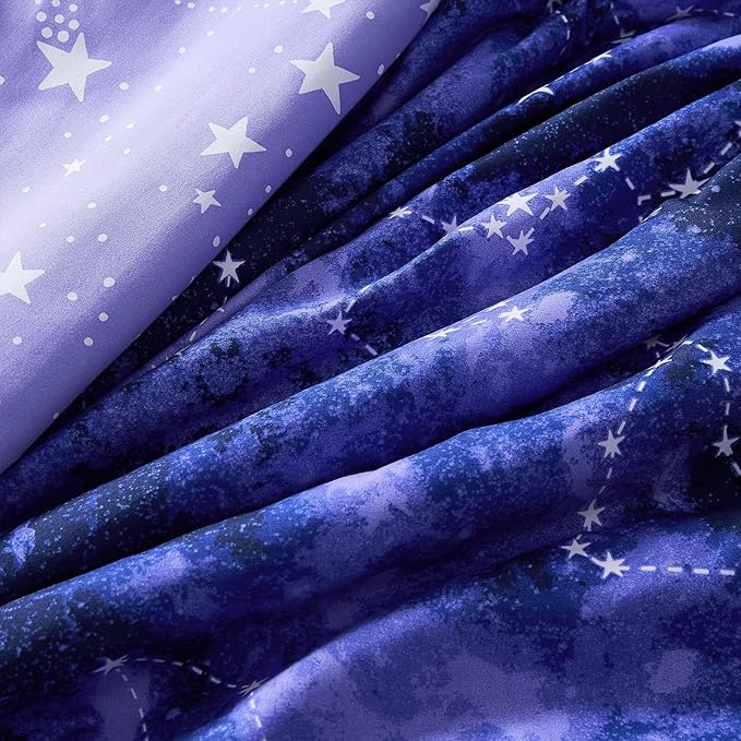 Twin Comforter Set - 5 Pieces Girls Boys Galaxy Glow in The Dark Twin Bedding Sets for Kids, Ultra Soft Bed in A Bag with Sheets