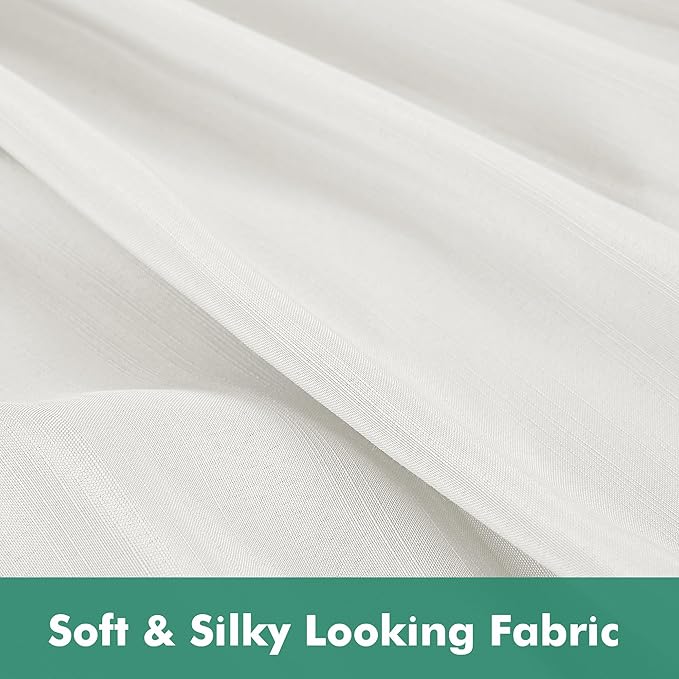 Biscaynebay Wrap Around Bed Skirts with Split Corners for Full Beds 18" Drop, Ivory Adjustable Elastic Dust Ruffles Easy Fit Wrinkle Resistant Silky Luxurious Fabric Machine Washable