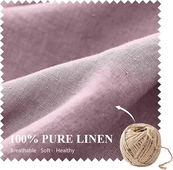 Simple&Opulence 100% Linen Lumbar Pillow Cover 12 x 20 Inches Set of 2 Rectangular Decorative Throw Cushion Cover for Couch Sofa Bed Living Room Office Soft Breathable Farmhouse - Purple