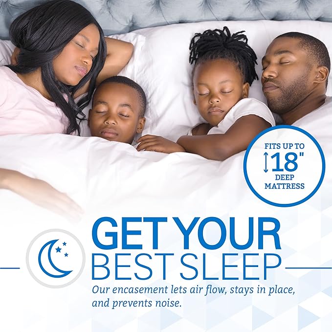 SafeRest Zippered Mattress Protector - Premium15-18 Inch Waterproof Mattress Cover for Bed - Breathable, Noiseless Washable Mattress Encasement - King