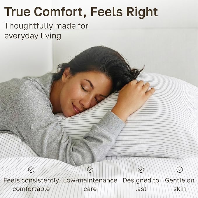 California Design Den Printed Twin XL Sheet Sets - 400 Thread Count Sateen, Natural 100% Cotton Sheets Set, Deep Pockets, and Durable Bedding Set - Pinstriped