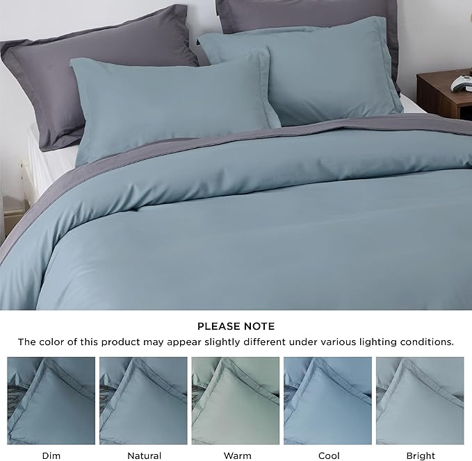 Bedsure Duvet Cover Queen Size - Soft Double Brushed Bedding Set for Kids & Adults, Zipper Closure, 3 Pieces, Includes 1 Duvet Cover (90"x90") & 2 Pillow Shams, NO Comforter, Mineral Blue