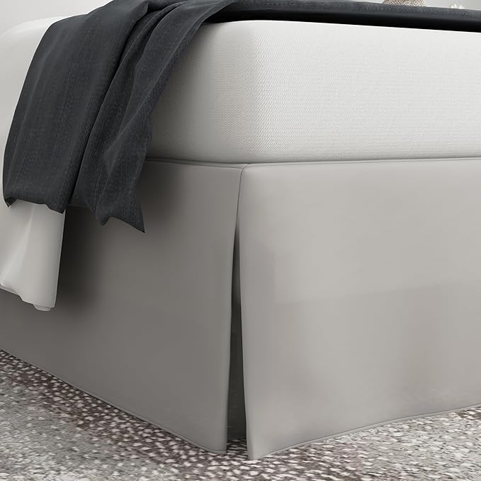 Bed Maker’s Never Lift Your Mattress Bed Skirt, Designed for Box Spring Beds, Split Corners, 14 Inch Drop Length, King, Silver