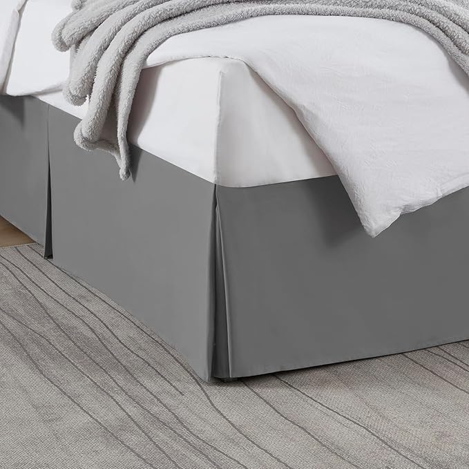 Nestl Grey Twin XL Bed Skirt - Twin XL Size Bed Skirt 14 Inch Drop - Brushed Microfiber Bed Skirts - Hotel Quality Pleated Bed Skirt - Shrinkage & Fade Resistant