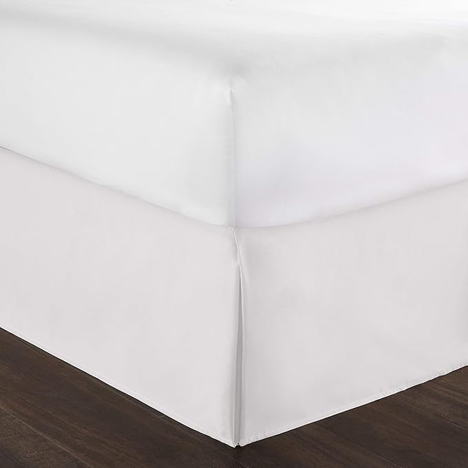 800 Thread Count 100% Pure Cotton Luxury Box Pleated Bed Skirt Olympic Queen Size with 16 Inch Drop Length White