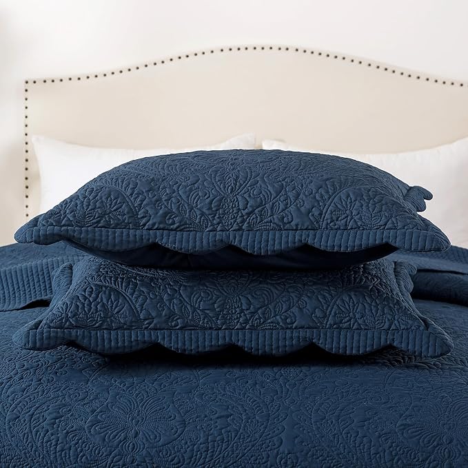 HoneiLife Oversized King Bedspreads 5-Piece - California King Quilts 128"x120",Rustic Bedding Sets King Size with 2 Pillowcases & 2 Throw Pillowcases,Reversible Coverlets Lightweight Bedlinen Sets