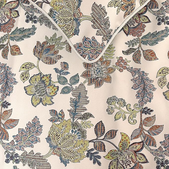 The HomeCentric King Queen Twin Multi Color & Ivory Decorative Queen 74"x18" Bed Runner with Pillow Cover, Floral Bed Scarf on Jacquard Fabric - Seasons Blossoms