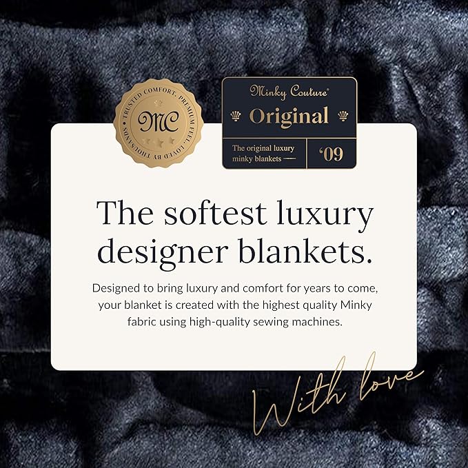 Minky Couture Sorbet Blanket - Ultra-Soft Throw for Silky Smooth Comfort - Premium Decorative Throw Blanket - Midweight, Breathable Fabric - Machine Washable Grande, Black