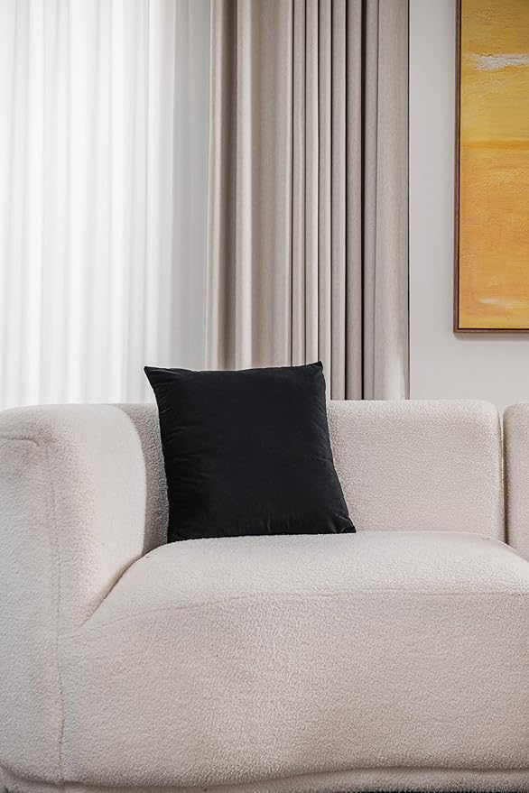 Euro Sham Covers 24x24 Black: Pack of 2 Cozy Soft Velvet Square Modern Luxury Decorative Throw Pillow Cases for Sofa Couch Living Room Bed Home Decor