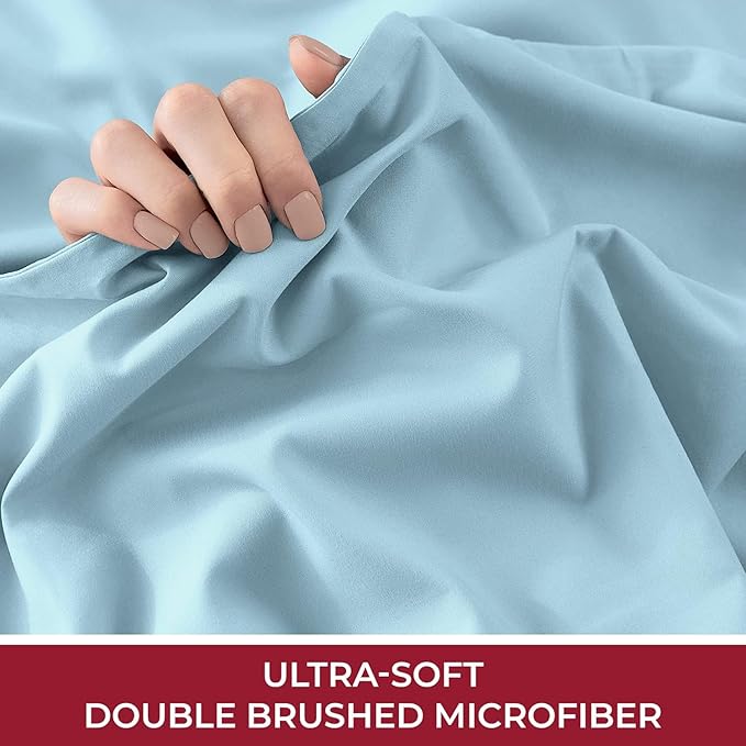 Mellanni Queen Fitted Sheet - Iconic Collection Bedding Sheets with up to 16 inch Deep Pocket - Soft & Cooling - Fade & Stain Resistant - 1 PC (Queen, Light Blue)