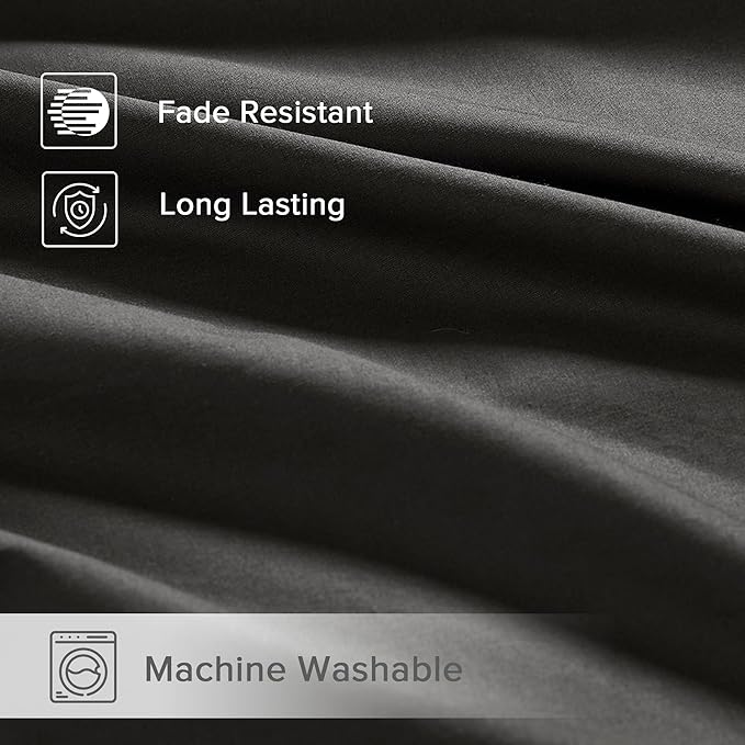 Comfort Spaces 100% Cotton Sheets Twin, Breathable & Ultra Soft Cotton Sheets, Naturally Cool Cotton Bed Sheets with 12" Elastic Pocket Fits up to 14" Mattress, All Season Sheet Set, Black, 3 Piece