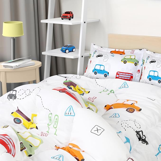 Utopia Bedding All Season Car Comforter Set with 2 Pillow Cases, 3 Piece Soft Brushed Microfiber Kids Bedding Set for Boys/Girls, Machine Washable (Twin)