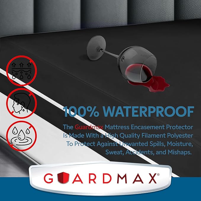 Guardmax Jersey Knitted Twin XL Zippered Mattress Encasement - Waterproof & Bed Bug Proof Mattress Protector - Comfortable, Soft, and Noiseless Zippered Bedding - Dust Mite Proof (39 x 80 x 10)