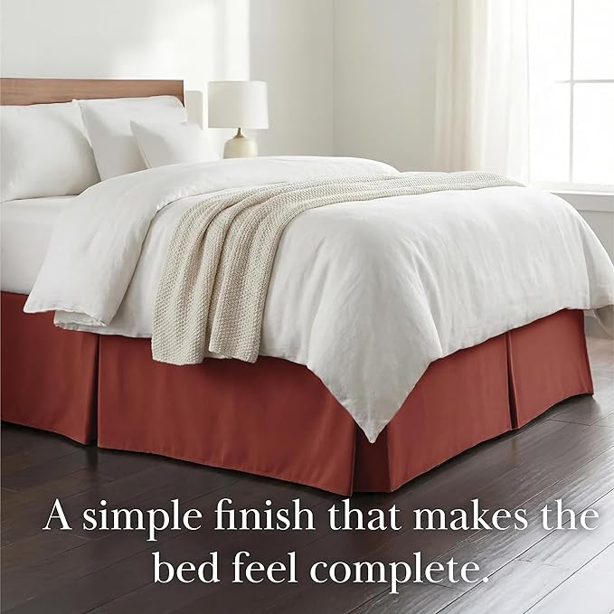 Southshore Fine Living, Inc. Queen Size Bed Skirt, 14-Inch Drop Pleated Bed Skirt for Queen Mattress, Dust Ruffle for Queen Size Bed, Marsala (Terra Cotta)