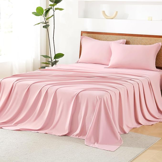 Litanika Pink King Size Comforter Set with Sheets - 7 Pieces Bed in a Bag King Boho Tufted Complete Bedding Sets with Comforter, Sheets, Pillowcases & Shams