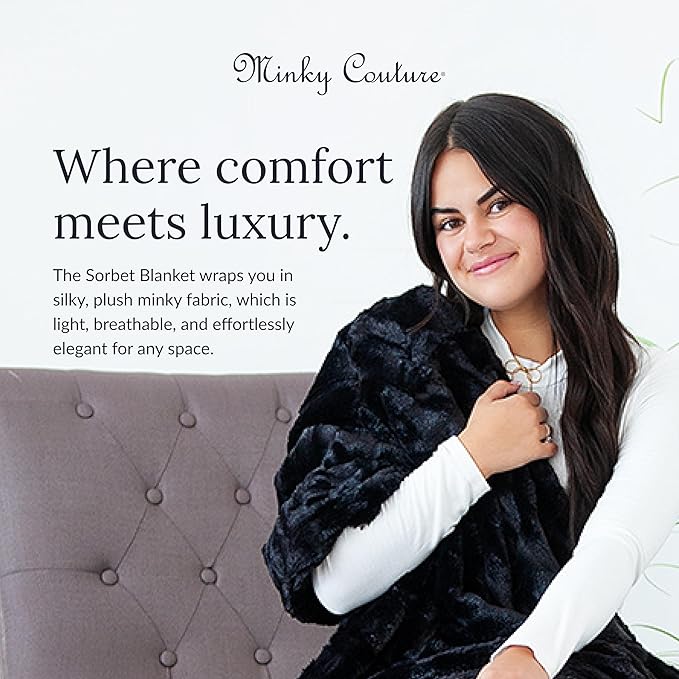 Minky Couture Sorbet Blanket - Ultra-Soft Throw for Silky Smooth Comfort - Premium Decorative Throw Blanket - Midweight, Breathable Fabric - Machine Washable Monster, Black
