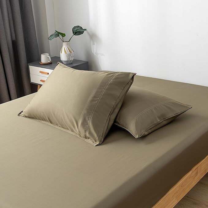 BELLA COTERIE | Luxury Bamboo Viscose Standard Size Pillowcase Set | 100% Organically Grown | Ultra Soft | Cooling | 2 Pcs [Olive]