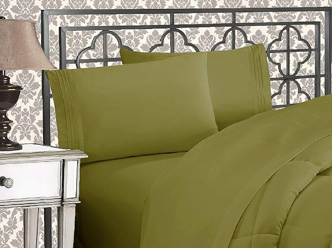 Elegant Comfort 1500 Thread Count Wrinkle & Fade Resistant Egyptian Quality Ultra Soft Luxurious 2-Piece Pillowcases, King Size, Green