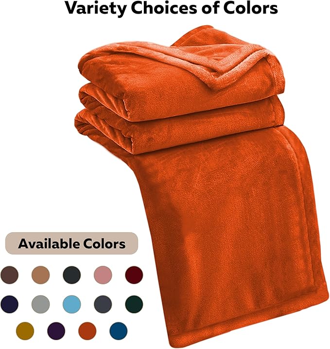 MOONLIGHT20015 Fleece Throw Blanket Super Soft Cozy for Couch, Sofa and Camping Lightweight 400 GSM Luxury Fluffy Microfiber Bed Blankets 50 x 60 Inches (Throw/Travel, Rust)