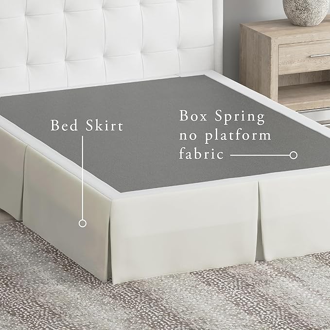 Bed Maker’s Never Lift Your Mattress Wrap Around Bed Skirt, Classic Style, Low Maintenance Wrinkle Resistant Fabric, Traditional 14 Inch Drop Length, Cream, King