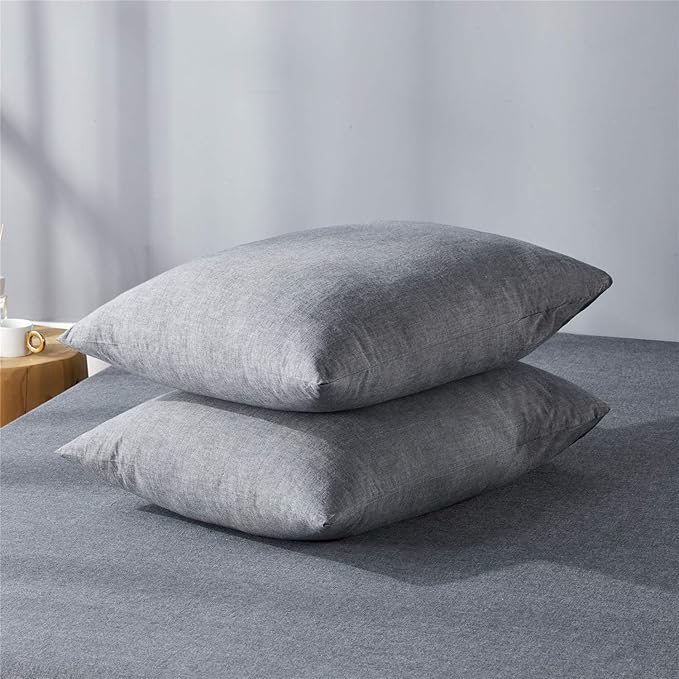 JELLYMONI Black 100% Washed Cotton Duvet Cover Set, 3 Pieces Ultra Soft Bedding Set with Zipper Closure. Solid Color Pattern Duvet Cover King Size(No Comforter)