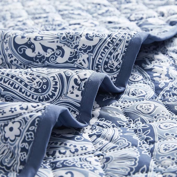 Mellanni Twin Bedspread Coverlet Set - Bedding Cover with Sham - Ultrasonic Quilting Technology - 2 Piece Oversized Quilt Set - Bedspreads & Coverlets (Twin, Medallion Blue)